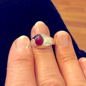 Ruby sterling silver ring with jewelers mark.